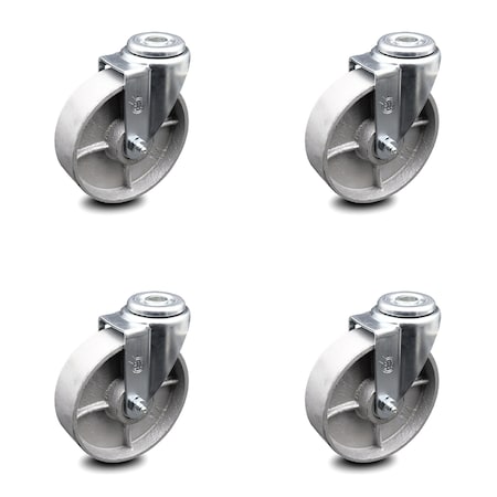 Service Caster 5 Inch Semi Steel Wheel Swivel Bolt Hole Caster Set SCC-BH20S515-SSR-4